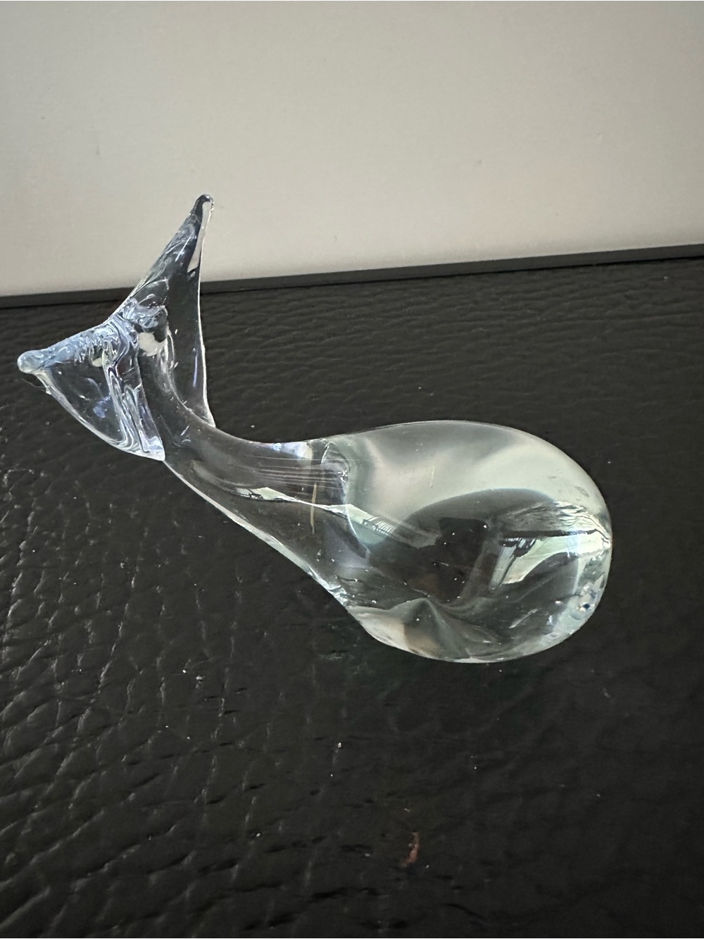 Clear Glass Whale Figurine Paperweight 4.5 inches long